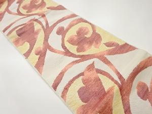 手織り紬唐草模様織出し名古屋帯